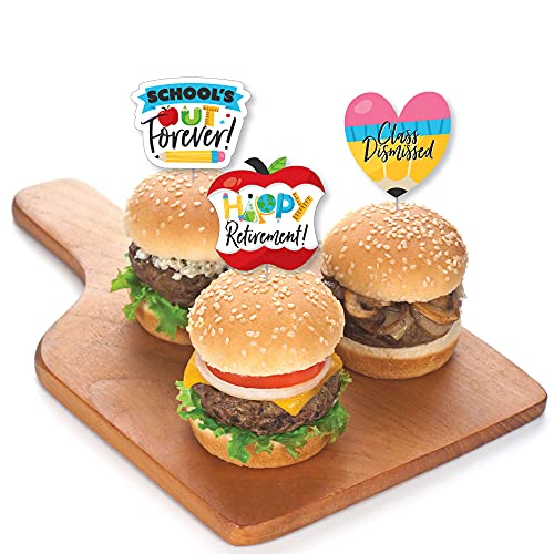 Big Dot Of Happiness Teacher Retirement - Dessert Cupcake Toppers - Happy Retirement Party Clear Treat Picks - Set Of 24 #TOP2