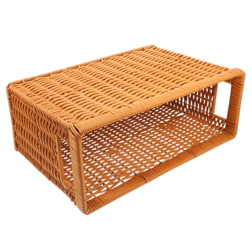 MUSISALY Versatile Wicker Tray Rattan Storage Baskets Imitation Rattan Woven Basket Desk Sundry Organizer Office Decor