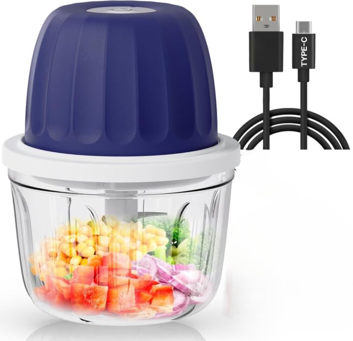 350ML Rechargeable Mini Electric Chopper for Kitchen Use, One-Touch Operation Stainless Steel Blades Chopper Electric for Chop, Mince, Puree, Whisk, Grind (1)-image-19