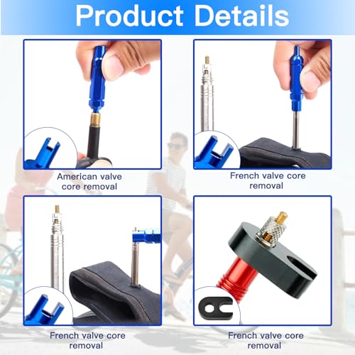 Fahrradreifen-Reparaturset: 4 Stück Presta-Ventilkerne Obus mit 2 Stück Ventilkern-Entferner-Werkzeug, universelle Ventilkern-Adapter für die Reparatur von Fahrradreifen – Bild 5