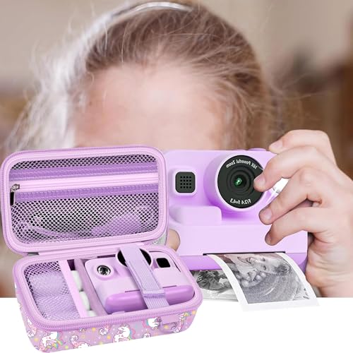 Image of Leayjeen Kids Camera Case Compatible with Dylanto /GKTZ /HiMont /CAMCLID /ESOXOFFORE Kids Instant Print Camera, Christmas Gifts and Birthday Gifts for Kids - Purple Unicorn (Case Only)