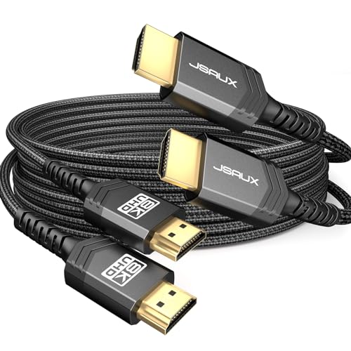 JSAUX Short HDMI Cable 2-Pack 48Gbps 8K&4K Ultra High Speed  Cords(8K@60Hz 7680x4320, 4K@120Hz) eARC HDR10 HDCP 3D, Compatible  for