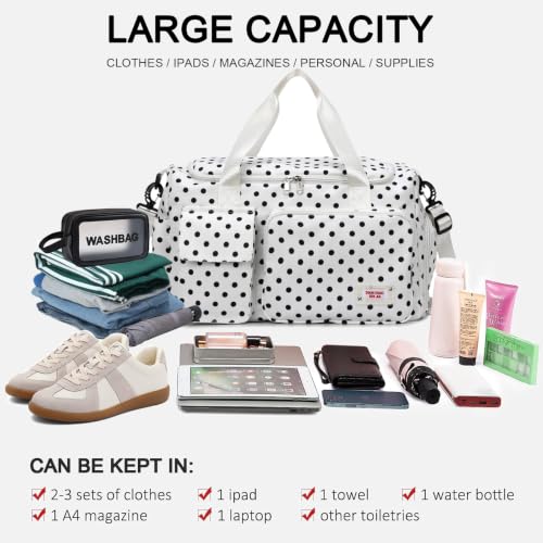 Image of Small Gym Bag for Women, Travel Duffle Bag Carry On Weekender Bag with Shoe Compartment