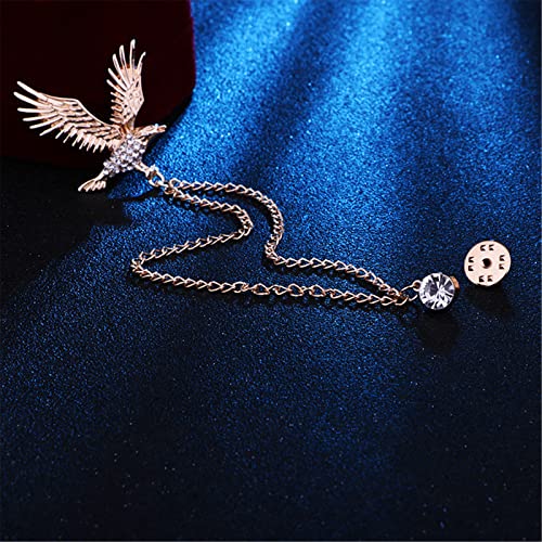 Image of WCRAZYE Shiny Rhinestone Metal Feather Lapel Pin Angel Wings Tassel Chain Brooch Collar Pins for Women Girls Men's Animal Eagle Pin Suit Sweater Shawl Coat Breastpin Accessories