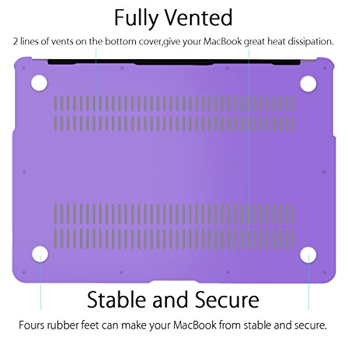 UESWILL Smooth Matte Hard Shell Case Cover for 2010-2017 Release MacBook Air 13 inch (Model A1466 / A1369) + Microfibre Cleaning Cloth, Purple