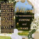 Custom Name Welcome to Our Wedding Signs Personalized Wedding Mirror Decals Selfie Mirror Decal for Wedding Entry Reception Display Golden Date Marriage DIY Vinyl Lettering Welcome Party Decoration