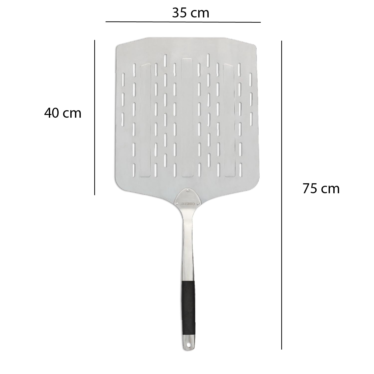 cozze Pala da pizza leggera con fori Cozze® 75x40x35 cm - alluminio