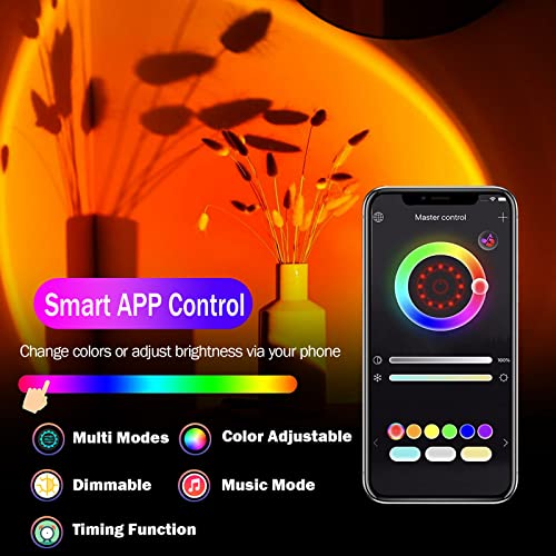 Sunset Lamp Projection,Sunset Light Projector With Remote & App Control,16 Million Colors, Music Mode, Mic Mode, Usb Charging Rgb Rainbow Night Light For Photography, Party, Bedroom, Room Decor #TOP1