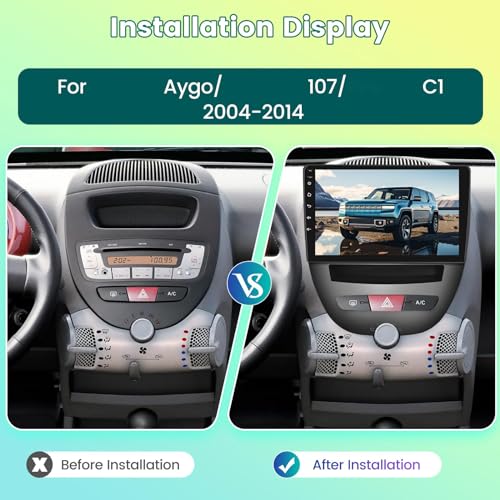 Radio de coche Android 4G+64G para Aygo y C1 con cámara trasera de 4LED 2