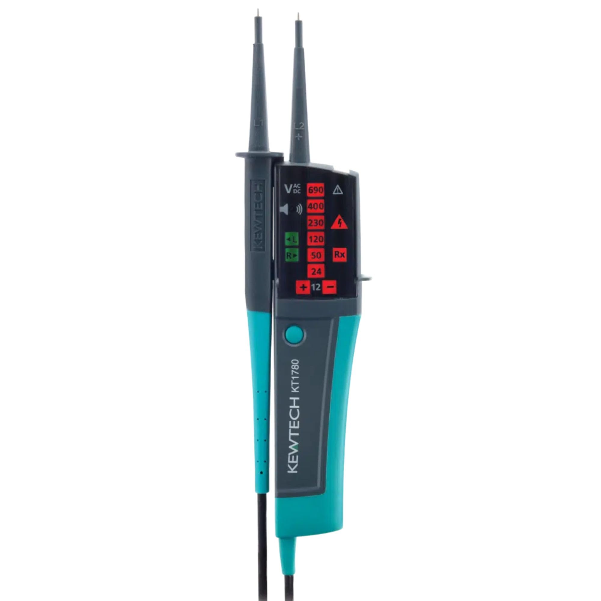 Kewtech KT1780 2-Pole Voltage Detector & Continuity Tester With LED Display and Torch, 690 V, Green, No Size