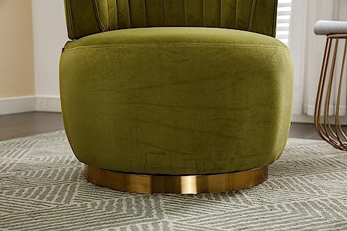 Sillón redondo giratorio terciopelo oliva miniatura 6