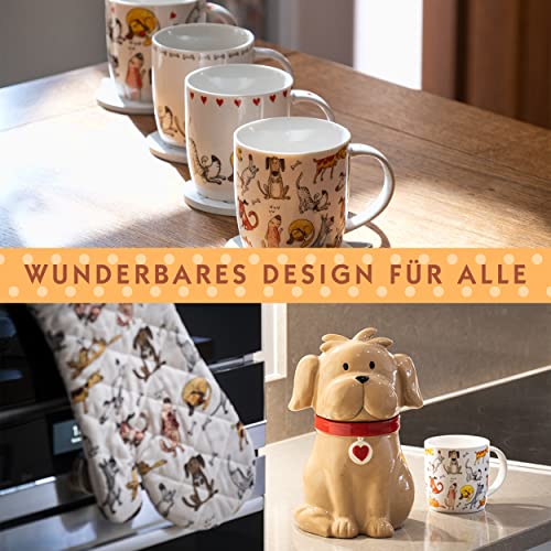 SPOTTED DOG GIFT COMPANY 4er Set Tassen Kaffeebecher Kaffeetassen Teetassen Mugs Porzellan, weiß Hunde Design Nette Hundemotiv, Geschenk für Hundeliebhaber Hundebesitzer und Hundefreunde - 7