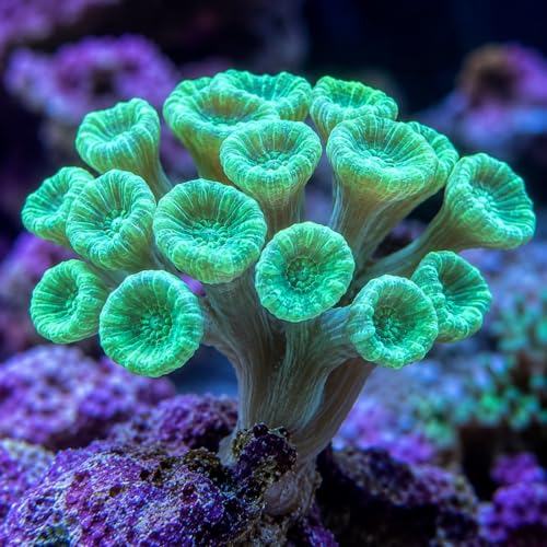 Teal Candy-Cane Aquacultured Marine Coral Decor for Reef Tank & Saltwater Aquarium. Frag. Single Head.