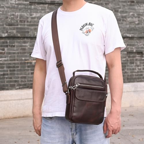 Bolso de hombro pequeño en cuero café 9509, el accesorio vintage ideal para viajes de negocios 2