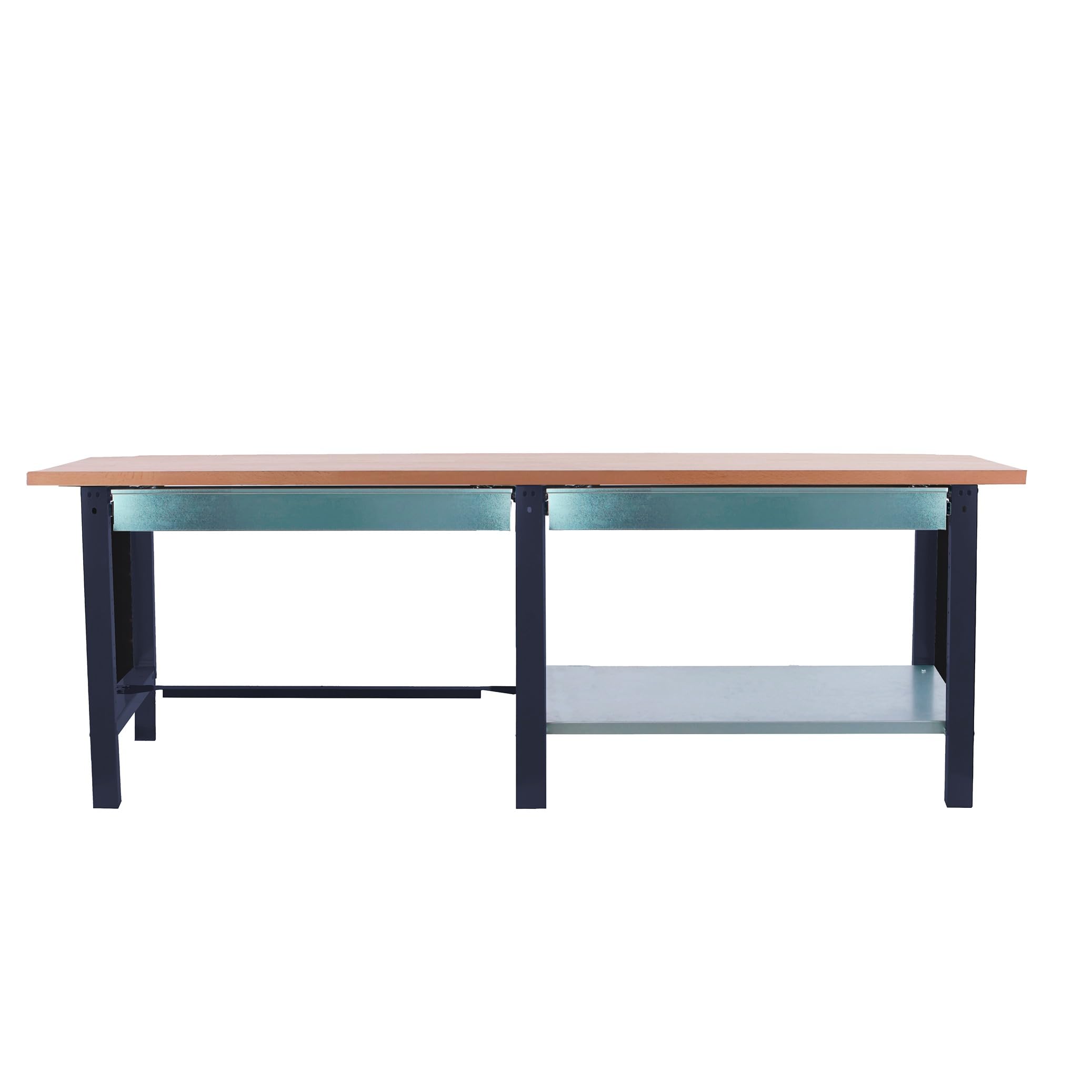 SimonRack Banco de Trabajo Taller Doble, Capacidad Carga 1000 kg, 865x2100x750 mm, 2 Cajones, Mesa de Trabajo, Antracita/Haya - BT6 PRO