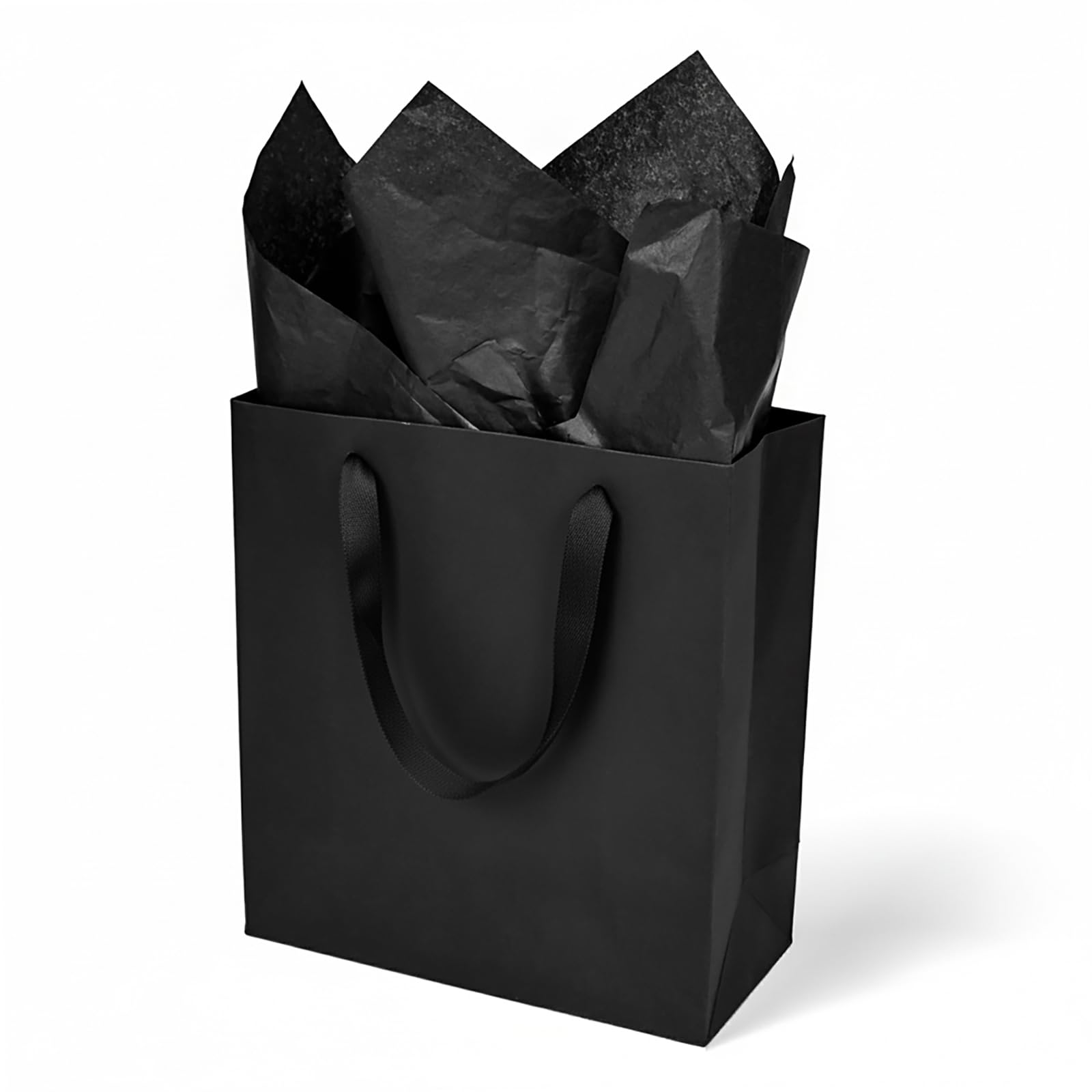 Papertide Thoughtful Large Gift Bag – 3 Pack 10×4.5×11 Inch Black Bags with Tissue, Reusable & Extra Sturdy for Clothing, Shoes, Wine & Bulk Gifting — image 1