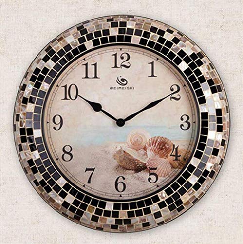 YANGPING-pocket watch Wall Clock/Mediterranean Shell wall clock/And creative big wall clock/Living Room Wall clock/fashion Mute Clock/Marine a circular metal decoration clock/walls clocks and watches