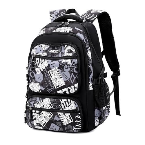 Amythe Zaino Scuola Media e Superiore per Ragazzi: Stile Casual e alla Moda per Adolescenti dai 10 Anni in su, Zainetto Porta PC Grande Nero in Nylon Impermeabile