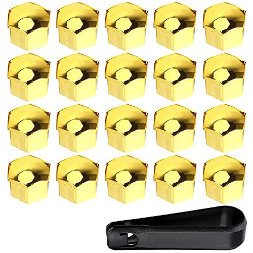 ETOPARS 20 Piezas 17mm Tapa de Tuerca de Rueda de Coche Tapas para Tornillos de Rueda Cubierta de Tuerca de Neumático A Prueba de Polvo Protector Oro