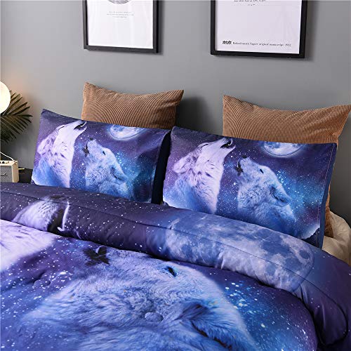 Holawakaka Moon Wolf Comforter Set Kids Teens Men Queen Bedding Set Animal Wolves Printed Quilt Bedspread (Mountain Wolf)… #TOP3
