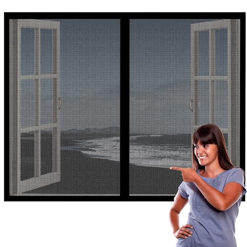 Moustiquaire Porte Fenetre Magnétique 120 x 113 cm Rideau Moustiquaire Fenetre Aimantée Fermeture Automatique Sans Perçage pour Fenêtres et Portes, Noir