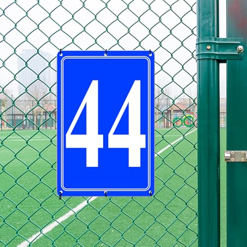 Image of Premium Aluminum Number Signs 44, Metal 12 inch X 8 inch Blue Numbered Signs Outdoor for Parking Lots, Floor, Dock, Court, Aisle, Field, High Visibility, No Fade, Weather-resistant