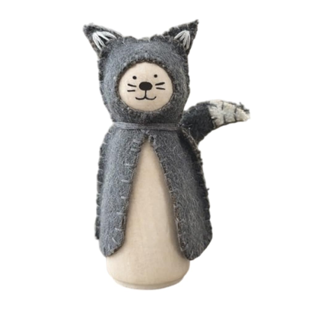 Cute Cat | Wood & Felt Freestanding Ornament | Little Gift | Cracker Filler