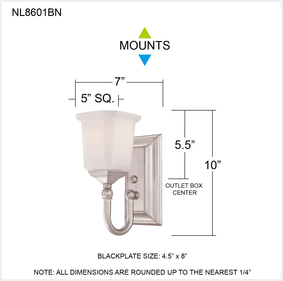 Quoizel Nicholas 1-Light Brushed Nickel Wall Sconce