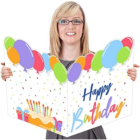 party greeting Jumbo Birthday Card Giant Guest Book Big Happy Birthday Party Signs Decorations Extra Large Birthday Gifts Cards Supplies for Women Men Boss -Large 14 x 22 inches Cover