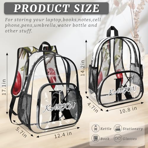 Personalized Small Clear Backpack Stadium Approved Heavy Duty PVC Plastic Custom Red Apples Transparent Backpacks See Through Bag with Name, Fruit Apples4