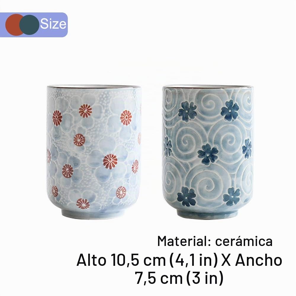 MengCat Tazas de te japonesas Taza taza de cerámica Flor