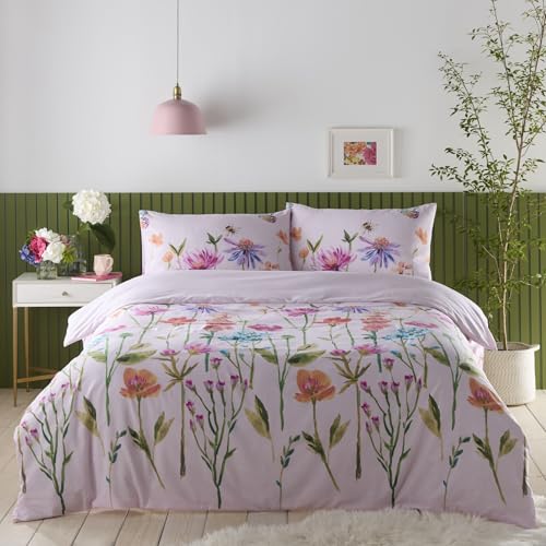 Portfolio Home Emily Floral Pink King Soft Easy Care Bed Linen Bedding Duvet Cover Quilt Set With Pillow Cases
