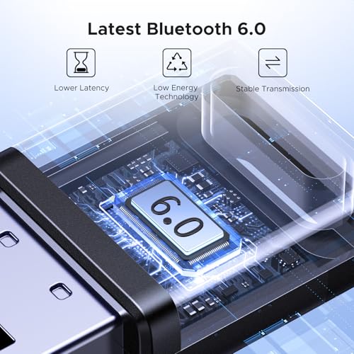 Image of UGREEN USB Bluetooth Adapter for PC, Bluetooth 6.0 Dongle Receiver EDR & BLE, Plug & Play for Windows 11 /10 /8.1, for Headphone /Keyboard /Mouse /Speakers /Printer