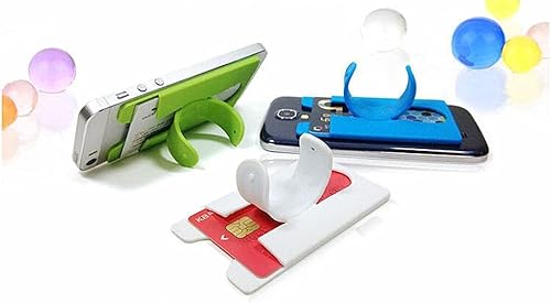 Miniatura 9 de Tarjetero con soporte para teléfono celular, funda adhesiva de goma de silicona para teléfono inteligente (6 unidades)