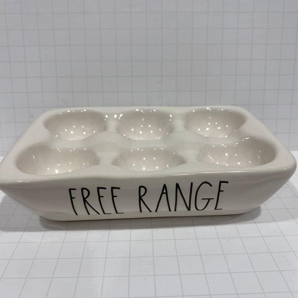Rae Dunn FREE RANGE Egg Holder - Ceramic - Microwave safe - Dishwasher safe