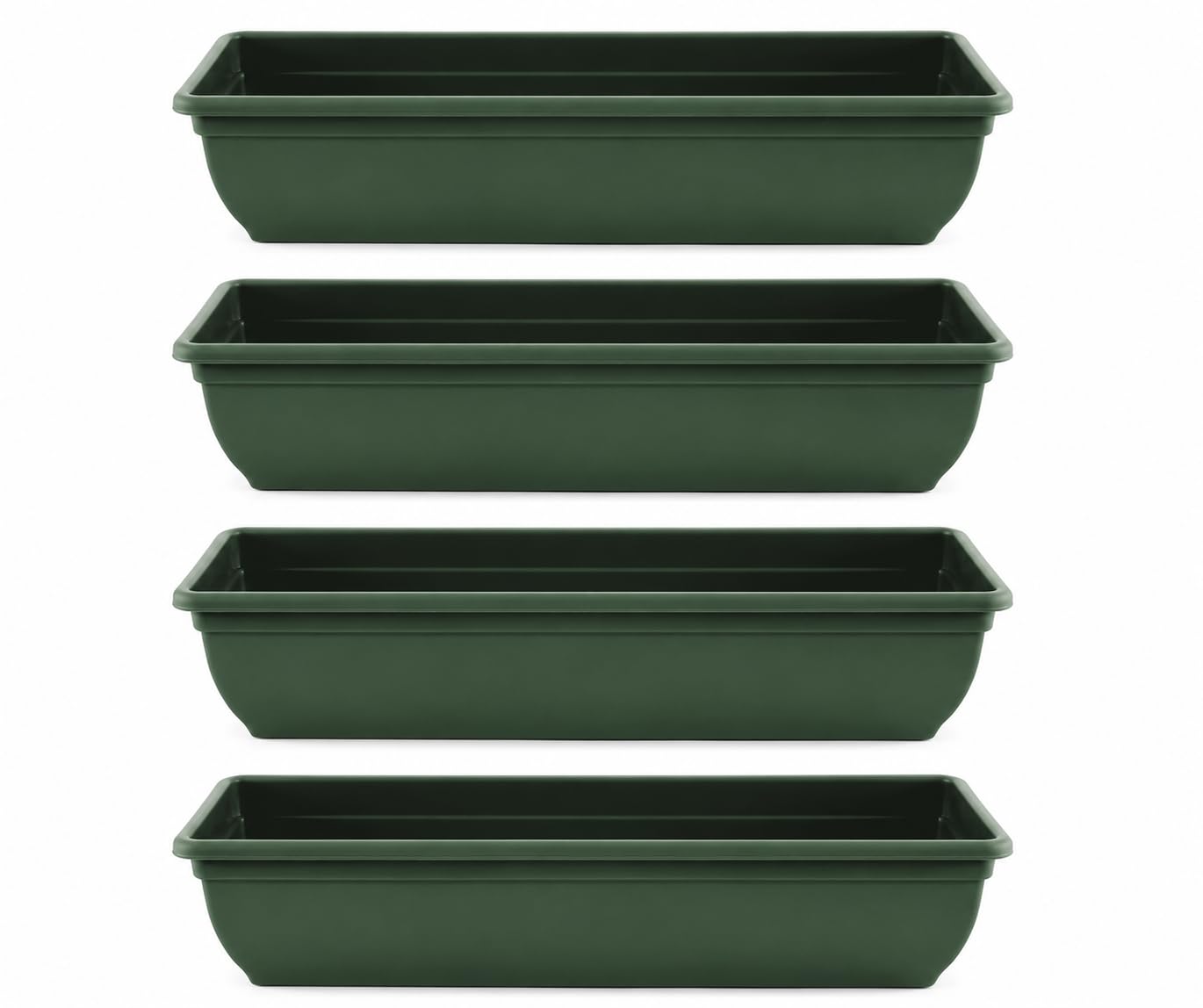 Muddy Hands 60cm Green Trough Planters – Long Plastic Window Box Plant Pots for Outdoor Garden, Patio, Balcony, Flowers, Herbs & Vegetables (4)