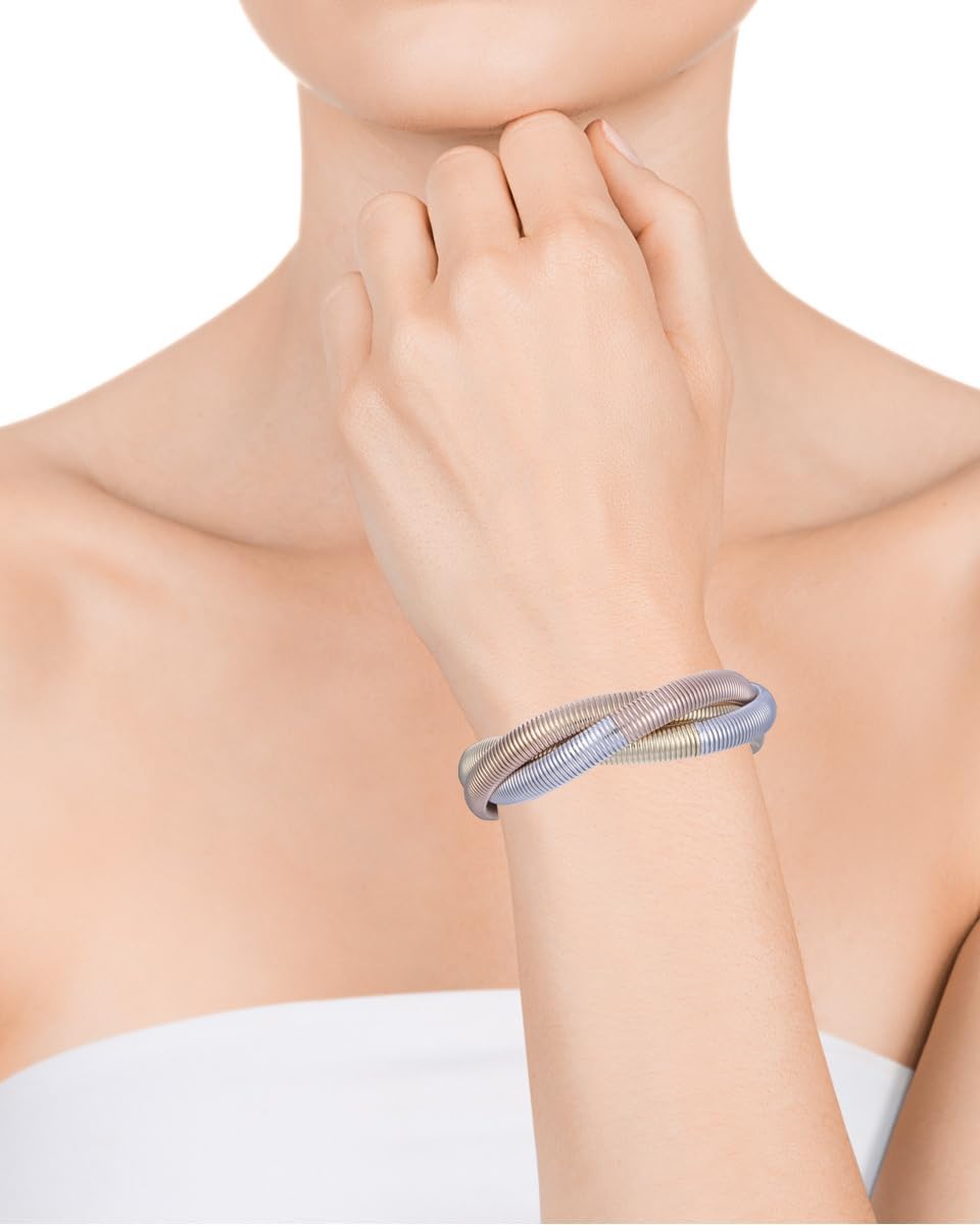 Viceroy Fashion 14085P01019 Bracciale Donna Triplo Acciaio Dorato, Argento e Bronzo, Stile Chic, Unico, 18 + 2 cm, Metallo, Senza pietra preziosa