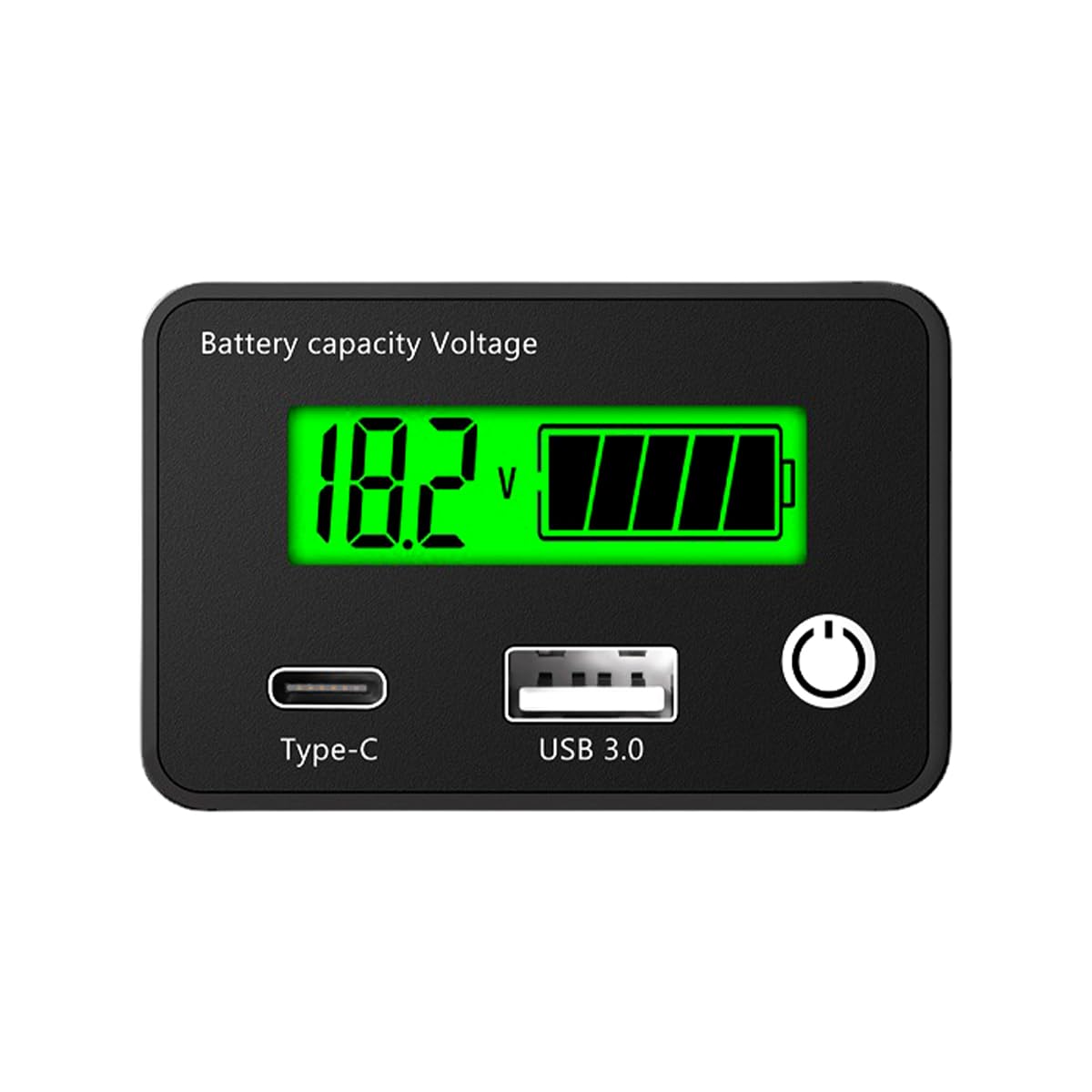 DollaTek Tester akumulatora samochodowego LCD Wska?nik baterii DC8-30V z portem USB typu C do samochodu Moto Golf Cart RV Miernik baterii