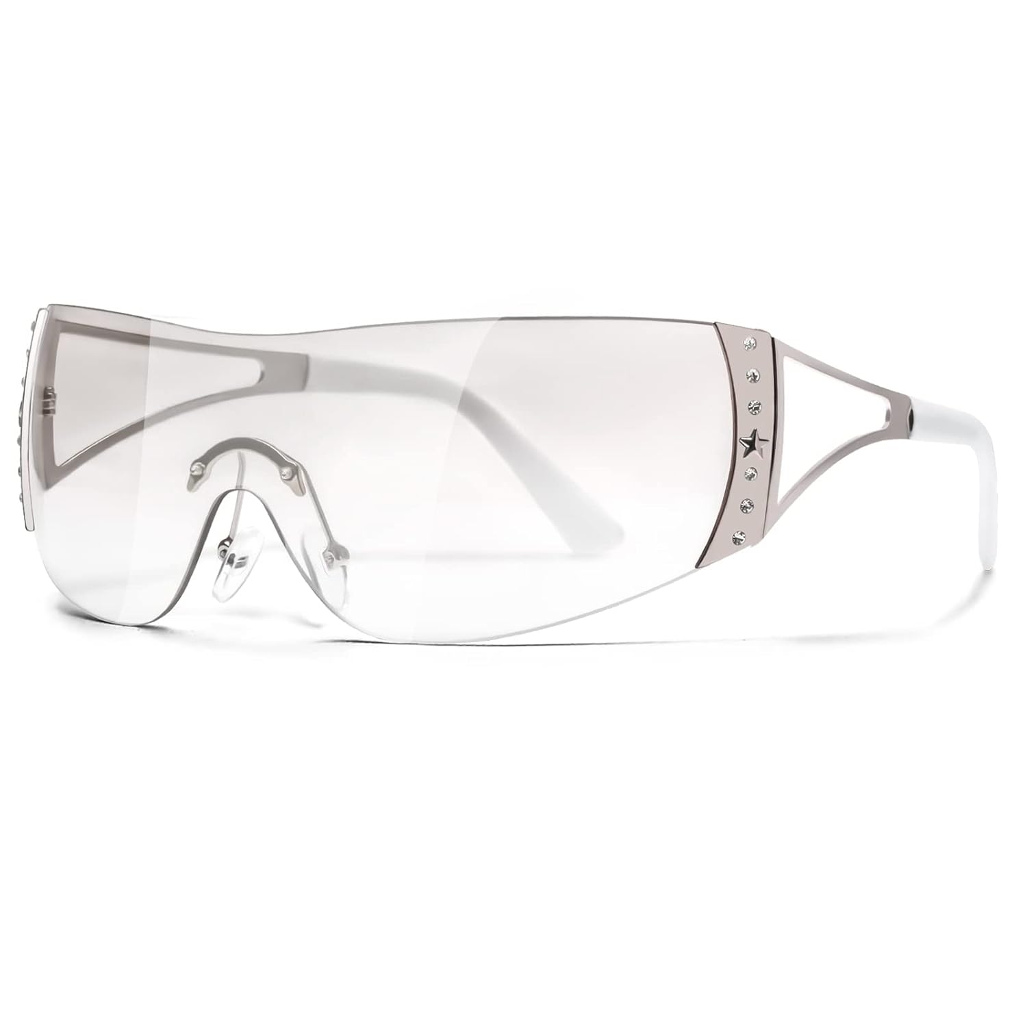 DQbhzh Y2K Óculos de sol anos 2000, óculos de sol legais sem aro Y2K para mulheres e homens, óculos escuros modernos