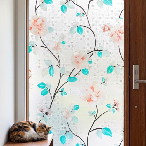 Flower Bird Window Film Privacy Static Cling Non Adhesive Tint 35x78.7in