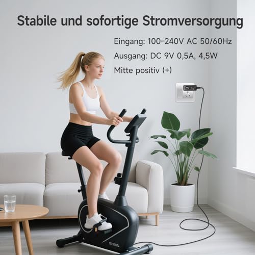 Netzteiladapter 9 V 0,5 A 4,5 W 1,8 m, AC-DC-Schaltadapter (Eingang 100 – 240 V, Ausgang 9 Volt 0,5 A), DC 9 V 5,5 x 2,1 mm Transformatorstecker zur Wandmontage