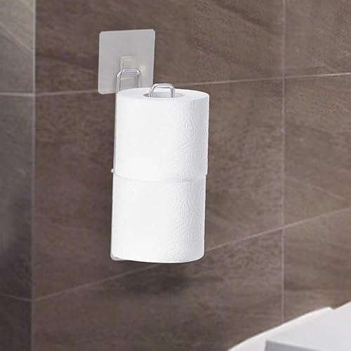 Soporte de pared para papel higiénico, almacenamiento adicional de 2 rollos de pañuelos, soporte de papel higiénico sobre el tanque, soporte de