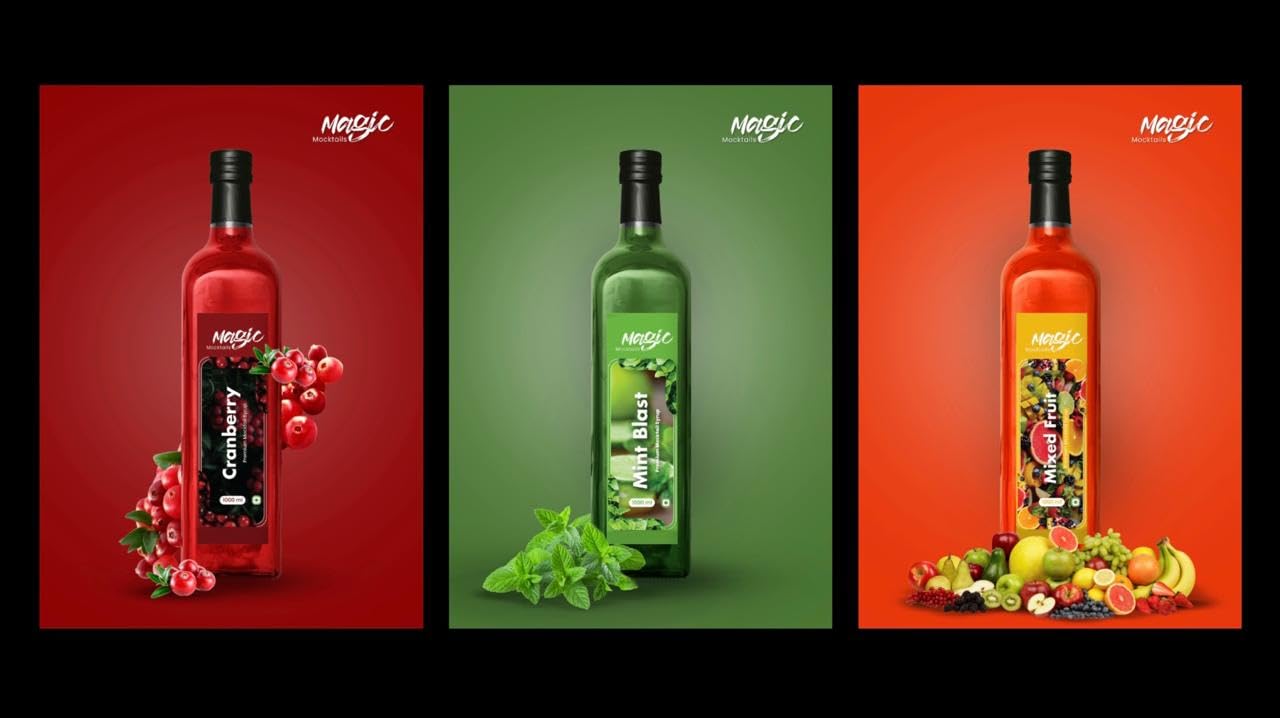 Mocktails and fries Cranberry Mojito, Mint Blast Mojito and Mixed