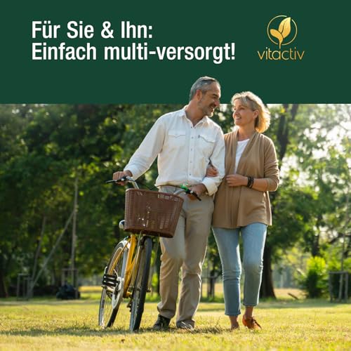 Vitactiv MULTI 50 plus - Multivitamin Komplex Menschen ab 50 - Vitamine, Mineralien, Spurenelemente - Vitamin B, C, E, K, D, Magnesium, Kalzium, Zink - Hochdosiert, Hormonfrei, ohne Jod - 60 Kapseln