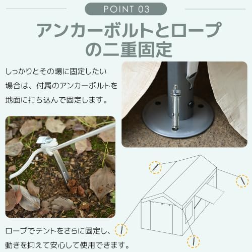 大型3×6mカーポート ガレージテント 開閉窓付き 収納倉庫用 【ふれあい】 防水UV保護 (ベージュ)