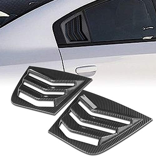 Carbon Fiber Look Side Window Louvers Scoop Cover Vent Sun Shade Cover Compatible with 2011-2021 Dodge Charger (ABS, Fits for All Weather)