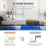 DICTAC Bett 120x200 cm mit LED Beleuchtung Bettgestell 120x200 mit Lattenrost aus Metall Bettrahmen Erwachsene Floating Bed Frame mit Licht-Robust und Stabil,Leichte Montage,Schwarzer(ohne matratze)