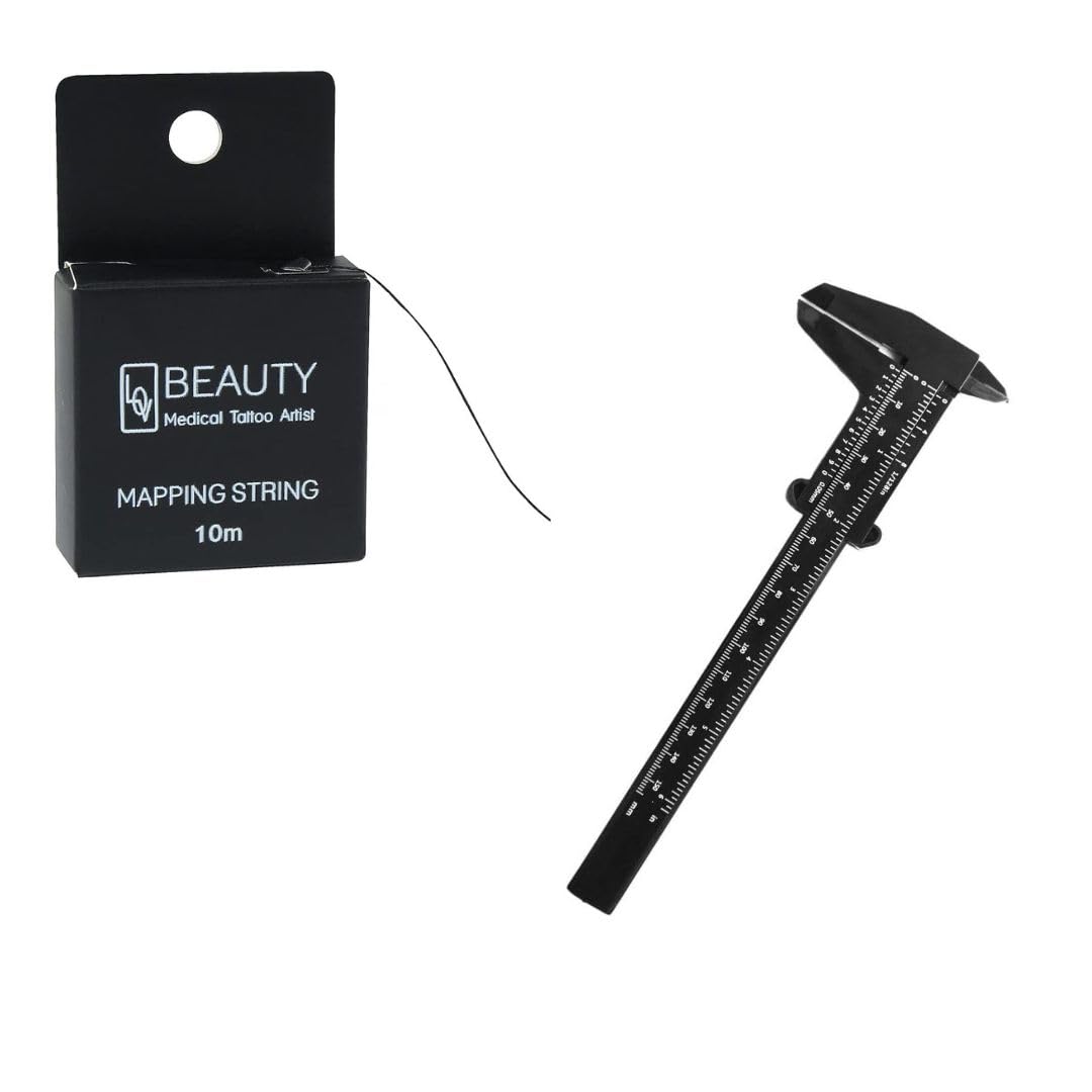Traditional Tattoo Supply Combo Pack of Mapping String and eyebrow Caliper Black,mapping thread for eyebrow and eyebrow vernier caliper-image-29