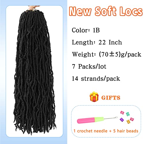Faux Locs Crochet Hair 22 Inch 7 Packs Pre Looped Soft Locs Crochet Hair Curly Crochet Locs For Black Women Goddess Braids Butterfly Locks Hair Extensions(1B, 22Inch, 7 Packs) #TOP1