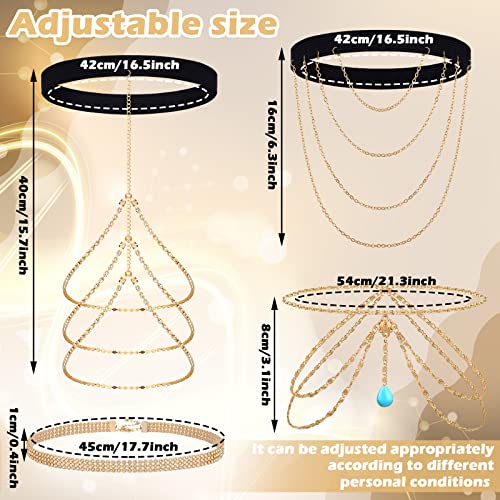 Bonuci 6 Pcs Crystal Leg Chain Women's Body Chains Layered Body Jewelry Party Thigh Chain Thigh Jewelry Accessories for Women4